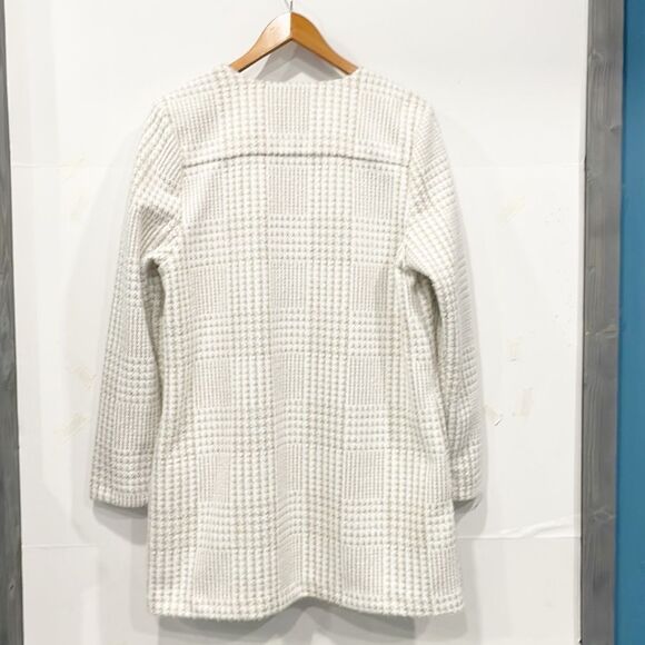 Calvin Klein Women Knit Cardigan Coat Long Sleeve Open Front Houndstooth plaid L - Picture 4 of 13